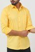 Veshbhoshaa Bluebird Men'S Yellow Cotton Lycra Formal Shirt